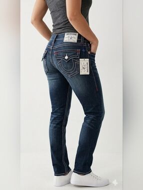 True Religion Skinny W/Flaps Big T Jeans Size 30 Dark Wash